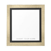 光沢のあるゴールドフォイルと黒縁どのメモ帳5.5インチx 6インチ ノートパッド (正面)