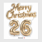 光沢のあるゴールドホイルバルーンメリークリスマス シール (シート)