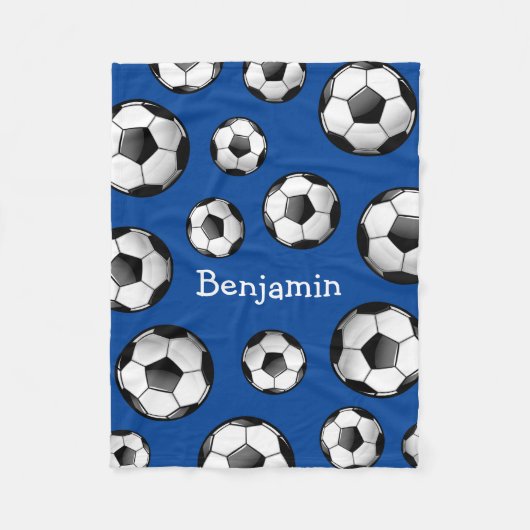 光沢のあるサッカーボール フリースブランケット (正面)
