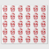 光沢のあるサンタの帽子の赤いスカル ラッピングペーパー (フラット)