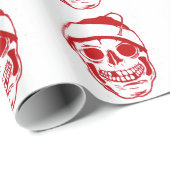 光沢のあるサンタの帽子の赤いスカル ラッピングペーパー (ロールコーナー)