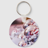 光沢のあるシルバークリスマスバブルKeychain キーホルダー (正面)