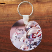 光沢のあるシルバークリスマスバブルKeychain キーホルダー (正面)