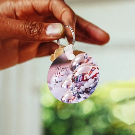 光沢のあるシルバークリスマスバブルKeychain キーホルダー