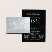 光沢のあるシルバーグレーと黒の水色の蛾 箔カード (ディスプレー)