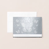 光沢のあるシルバーグレーと黒の水色の蛾 箔カード (裏面封筒付き)