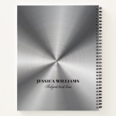 光沢のあるシルバーグレーステンレススチールルルックノートブック ノートブック (裏面)