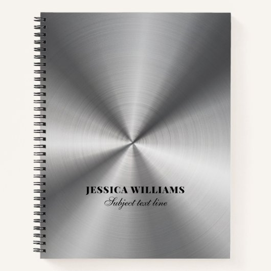 光沢のあるシルバーグレーステンレススチールルルックノートブック ノートブック (正面)