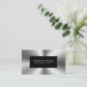 光沢のあるシルバートーンステンレス鋼の外観 名刺 (スタンド正面)