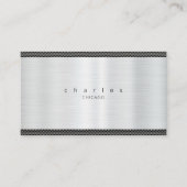 光沢のあるシルバーメタルつや消しステンレステクスチャ 名刺 (正面)