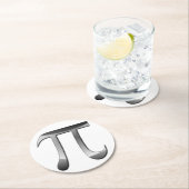 光沢のあるシルバーPi記号 ラウンドペーパーコースター (インサイチュ)