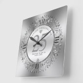光沢のあるシルブの渦巻き円枠結婚25th スクエア壁時計 (傾斜)