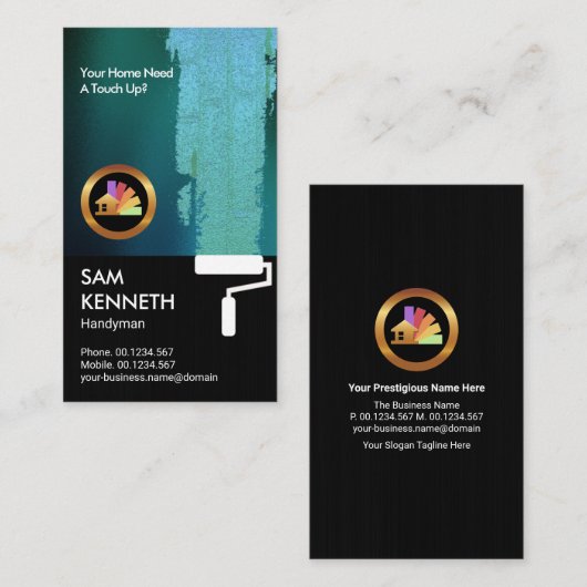 光沢のあるシ絵を描アンの黒グランジい画家 名刺 (正面/裏面)