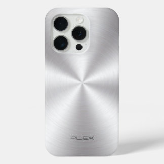 光沢のあるステンレススチールメタリルック – モノグラム iPhone 15 PROケース