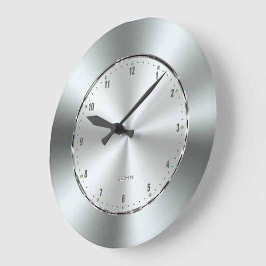 光沢のあるステンレス鋼プリントの画像 ラージ壁時計 (傾斜)