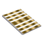 光沢のあるストライプ金ゴールド(背景が白) ノートブック (右側)