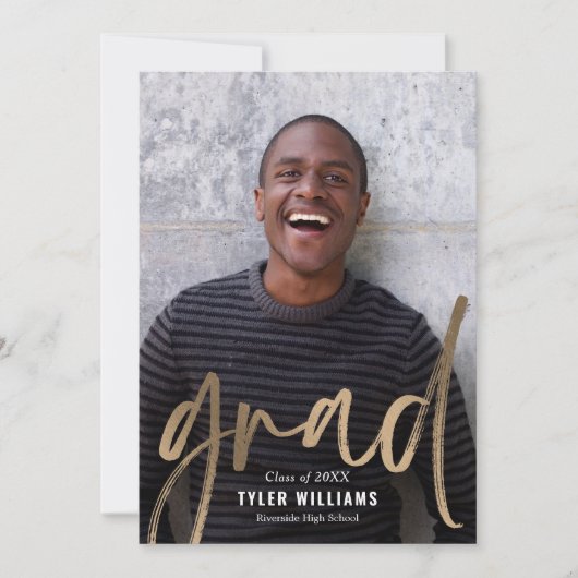 光沢のあるストロークの卒業発表招待状 招待状 (正面)