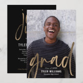 光沢のあるストロークの卒業発表招待状 招待状 (正面/裏面)