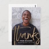 光沢のあるストロークモダンの卒業ありがとう ポストカード (正面/裏面)