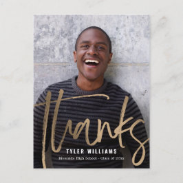 光沢のあるストロークモダンの卒業ありがとう ポストカード