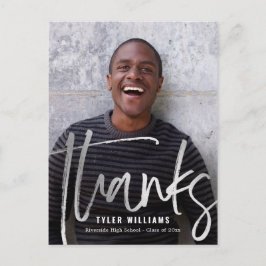 光沢のあるストロークモダンの卒業ありがとう ポストカード