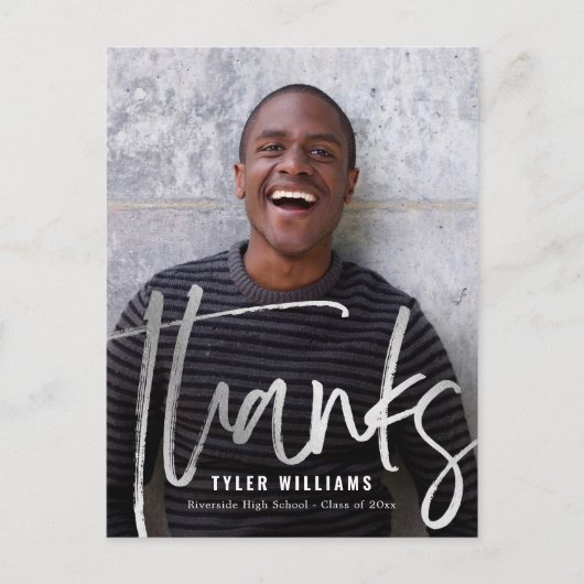 光沢のあるストロークモダンの卒業ありがとう ポストカード (正面)