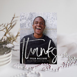 光沢のあるストロークモダンの卒業ありがとう ポストカード