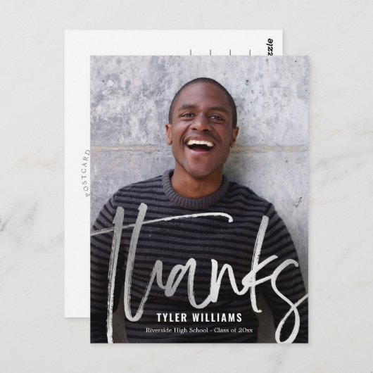 光沢のあるストロークモダン卒業ありがとうはがき ポストカード (正面/裏面)