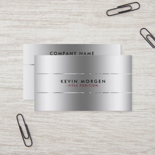 光沢のあるスミニマルテンレス鋼の背景 名刺 (正面/裏面インサイチュ)