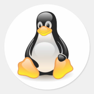 光沢のあるタキシードのLinuxのペンギンのステッカー ラウンドシール