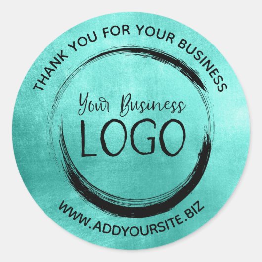 光沢のあるターコイズありがとうございました ラウンドシール (正面)