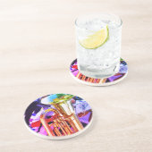 光沢のあるチューバ斜め遠近法ブラスバンド コースター (側面)