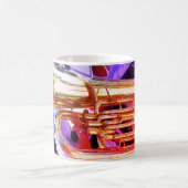 光沢のあるチューバ斜め遠近法ブラスバンド コーヒーマグカップ (中央)