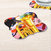 光沢のあるチューバ斜め遠近法ブラスバンド ペーパーコースター (アングル)