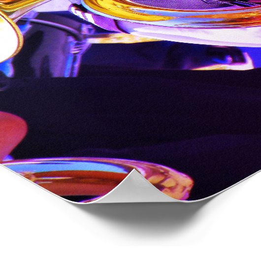 光沢のあるチューバ斜め遠近法ブラスバンド ポスター (角)