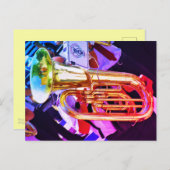 光沢のあるチューバ斜め遠近法ブラスバンド ポストカード (正面/裏面)
