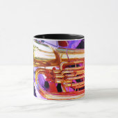 光沢のあるチューバ斜め遠近法ブラスバンド マグカップ (中央)