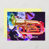 光沢のあるチューバ斜視真鍮バンド ポストカード (正面/裏面)