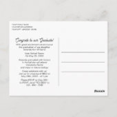 光沢のあるティール(緑がかった色)ブルーグリーン卒業発表 ポストカード (裏面)