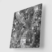 光沢のあるディスコオーナメント白黒の写真 スクエア壁時計 (傾斜)