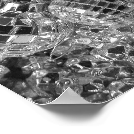 光沢のあるディスコオーナメント白黒の写真 ポスター (角)