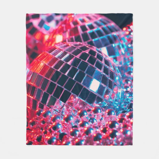 光沢のあるディスコパーティーの背景(鏡ボールref) フリースブランケット (正面)
