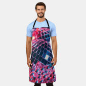 光沢のあるディスコパーティー背景と鏡ボール参照 エプロン (着用した状態)