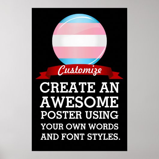 光沢のあるトランスジェンダープライドフラグ ポスター (正面)