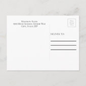 光沢のあるネイビーブルーとゴールドの写真 大学 トランクパーティー インビテーションポストカード (裏面)