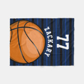 光沢のあるバスケットボールのテーマの青 フリースブランケット (正面(横))