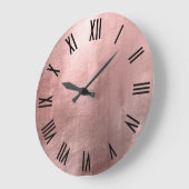 光沢のあるバラフェイク金ゴールドフォイル黒ローマ数字 ラージ壁時計 (傾斜)