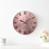 光沢のあるバラフェイク金ゴールドフォイル黒ローマ数字 ラージ壁時計 (ホーム)