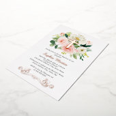 光沢のあるバラ金ゴールドクロスフローラガールピンクバプテスマ 箔招待状 (回転した状態)