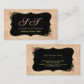 光沢のあるバラ金ゴールドグリッター野生の花モノグラム 名刺 (正面/裏面)